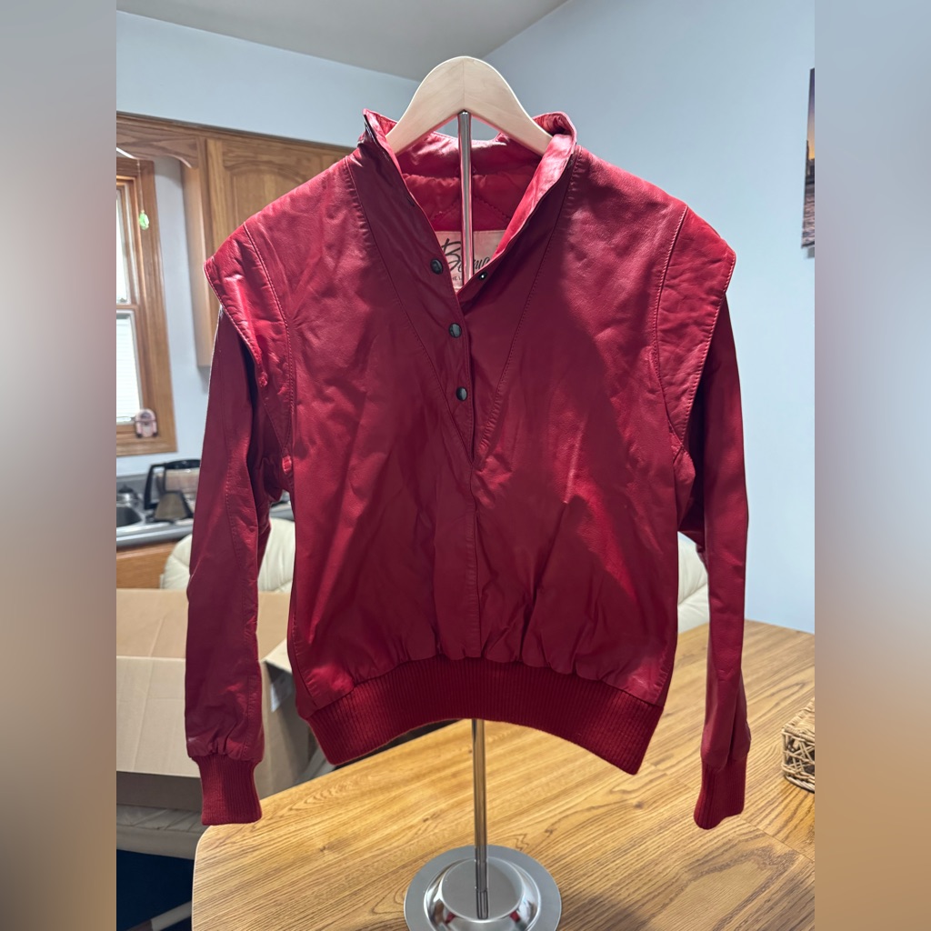 Vintage Red Leather Pullover